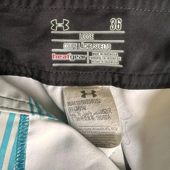 Under Armour Heat Gear‎ Loose Storm Board Shorts. Blue Stripe, Men's Size 36 - Picture 6 of 6